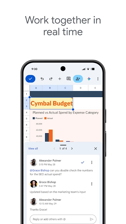 Скриншот приложения Google Таблицы