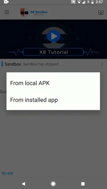 Скриншот интерфейса приложения X8 Sandbox
