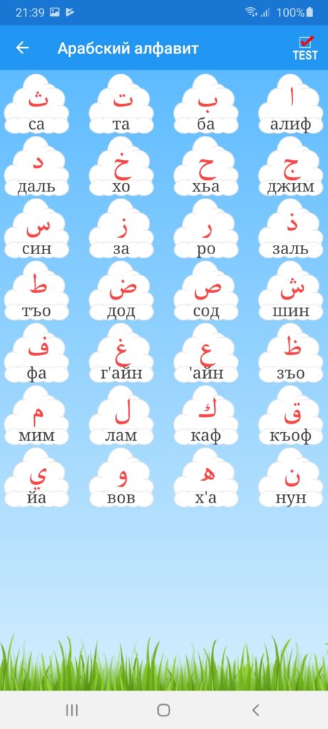 Арабский алфавит Буквы