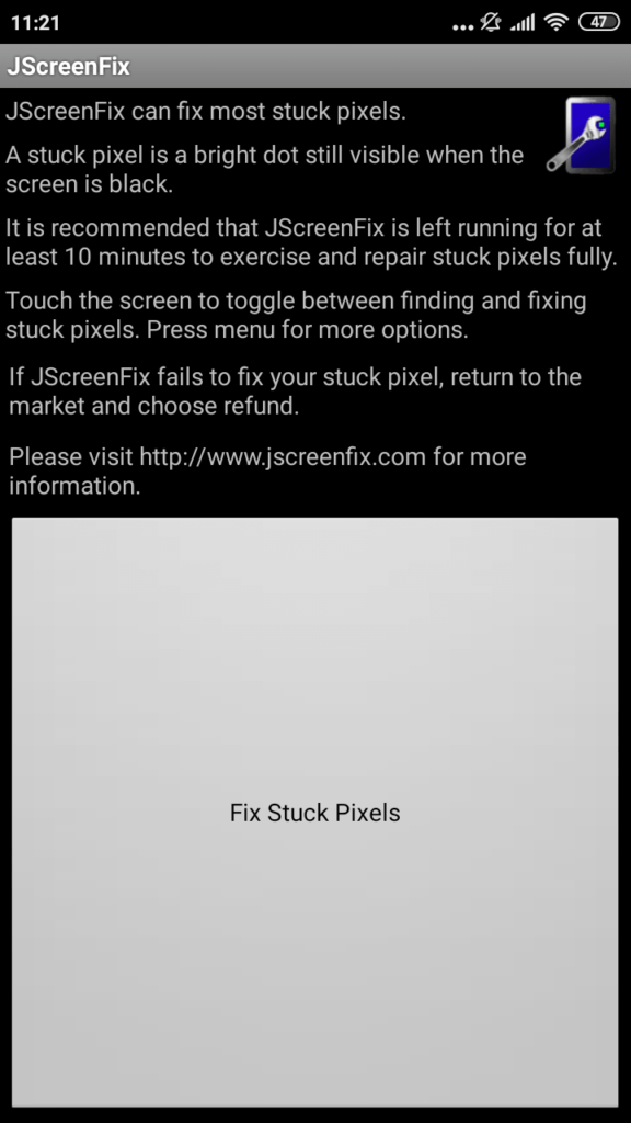 JScreenFix Прогрев пикселей