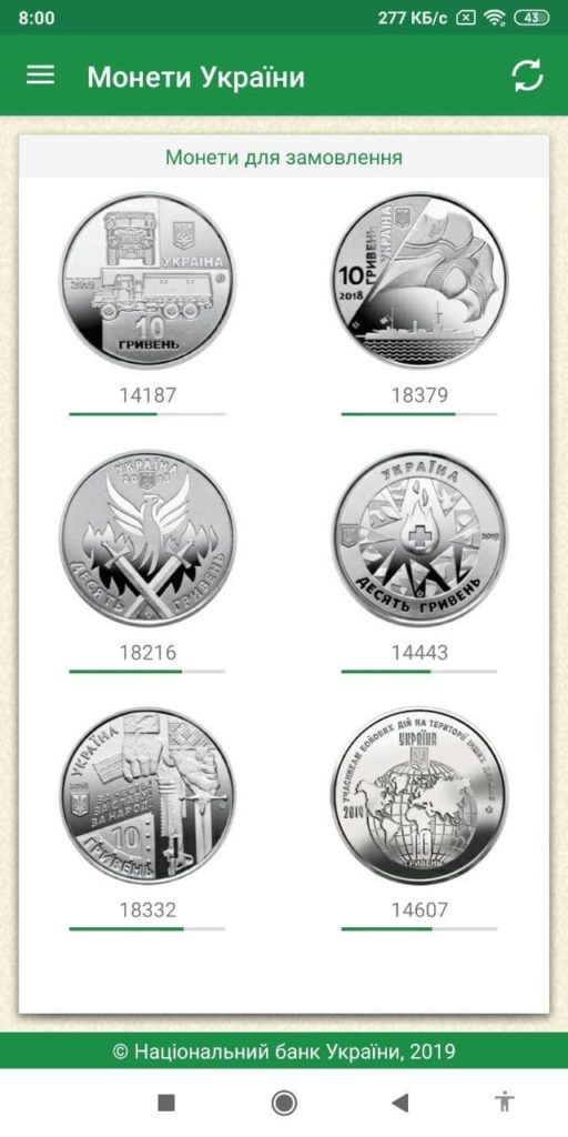 Монеты Украины Меню