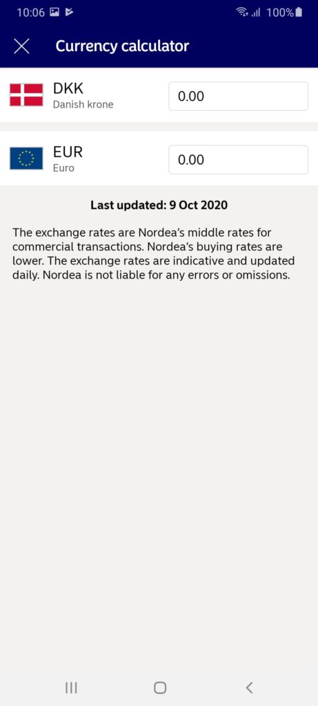 Nordea Mobile Обмен