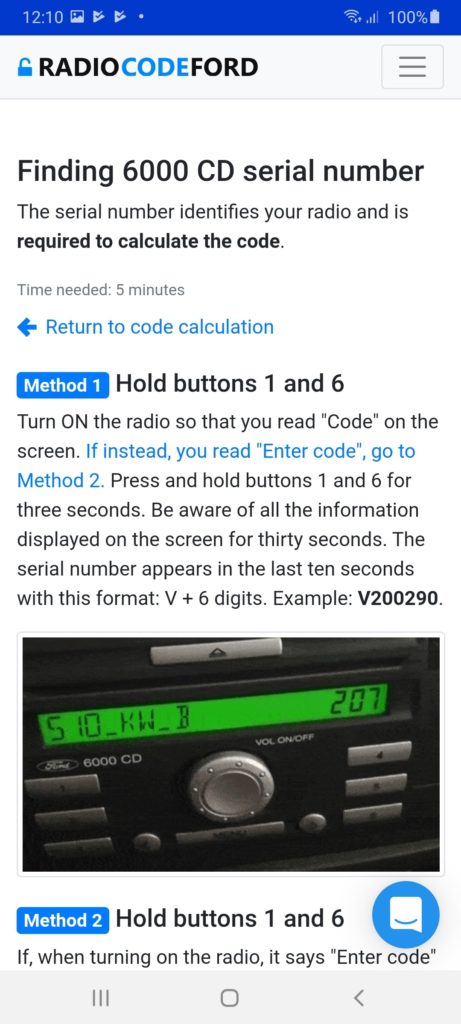 Radio Code Поиск номера