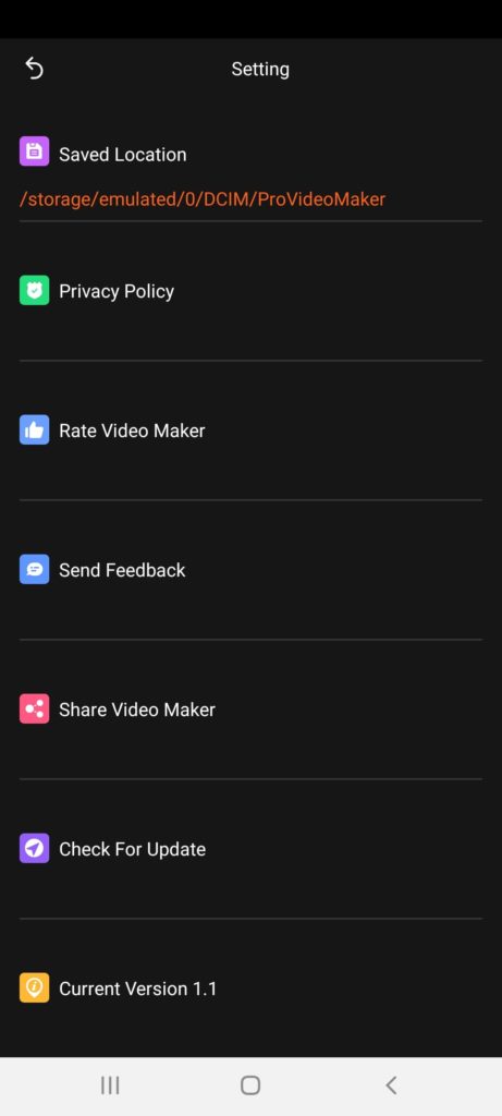 Video Maker Slideshow Настройки