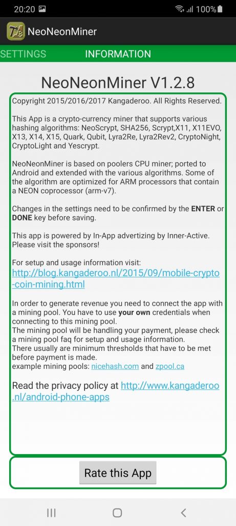 NeoNeonMiner Информация