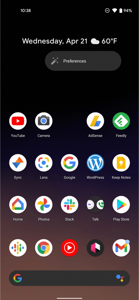 Android 12 Главный экран