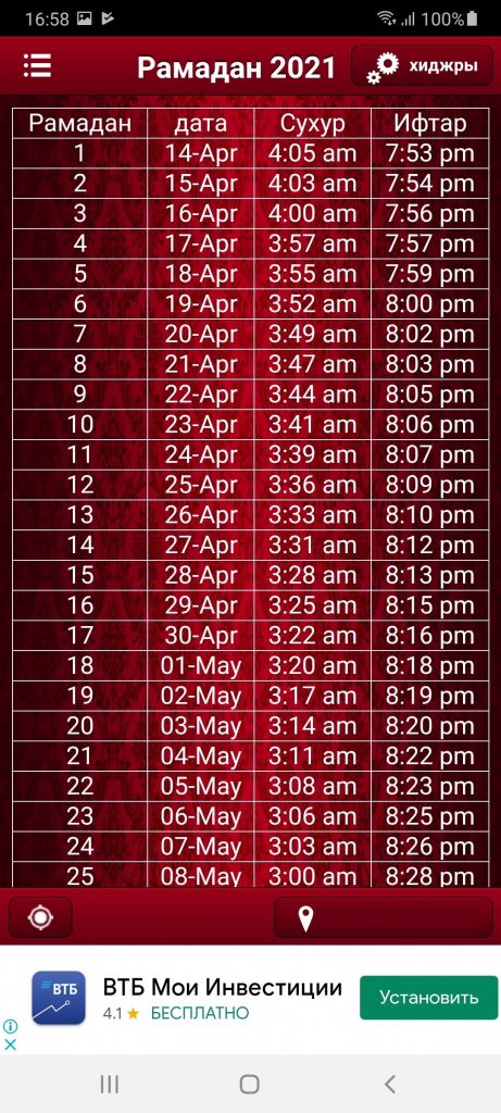 Рамадан 2021 Календарь