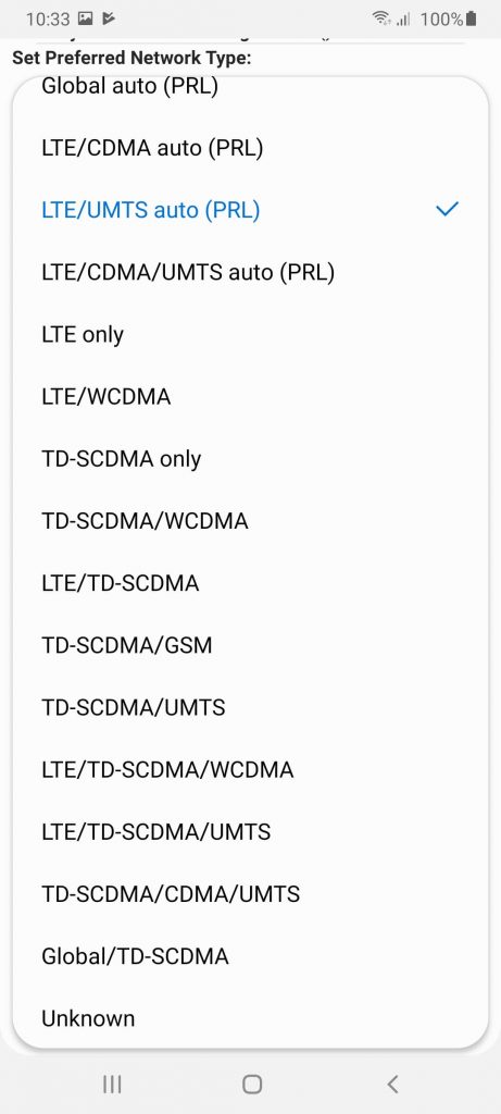 4G LTE Switcher Network type
