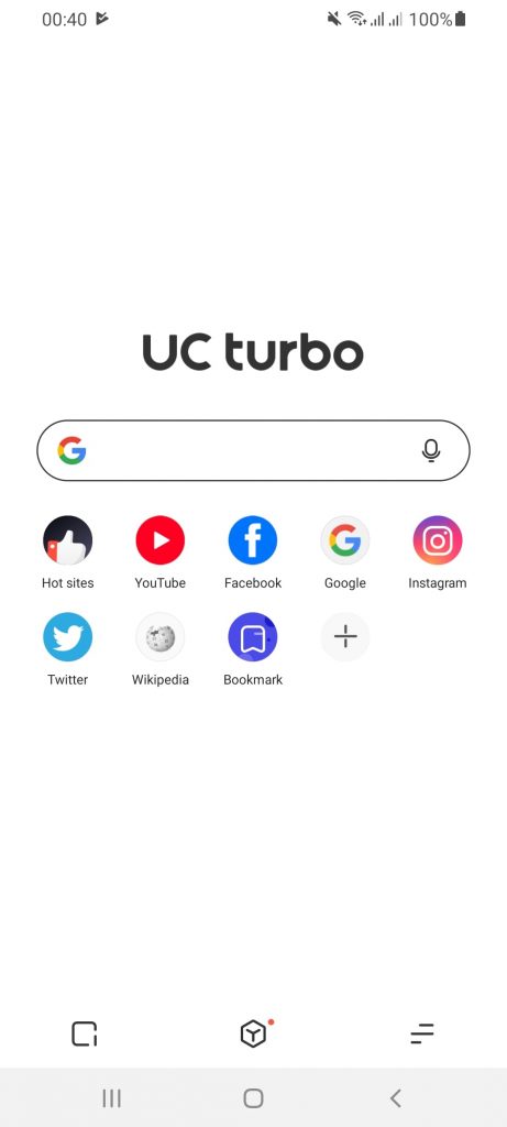 UC Browser Turbo Home