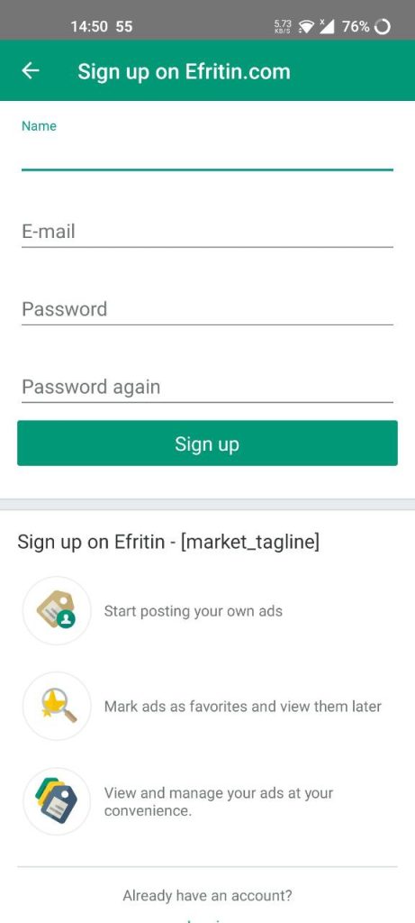 Efritin Sign Up