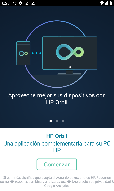 HP Orbit Comenzar
