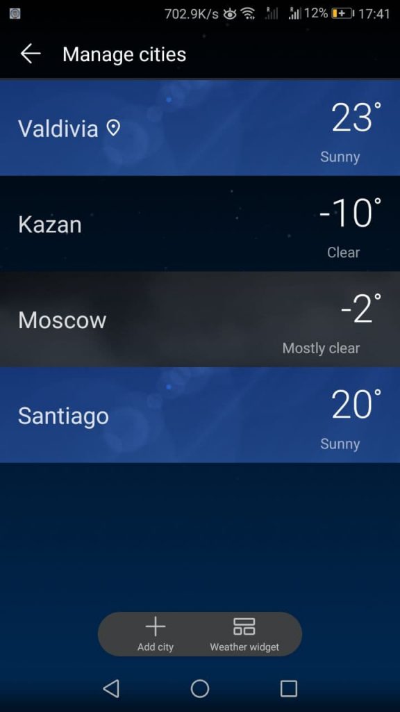 HUAWEI Weather Locations