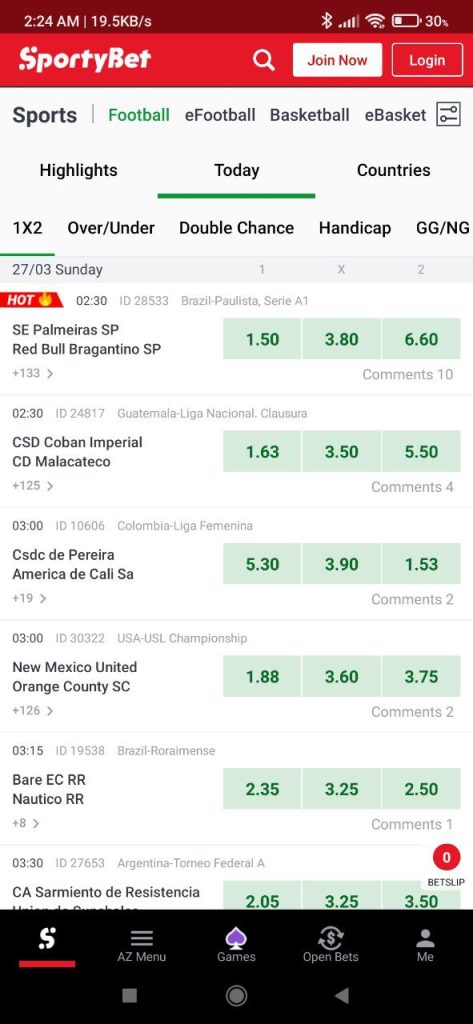 SportyBet Bets