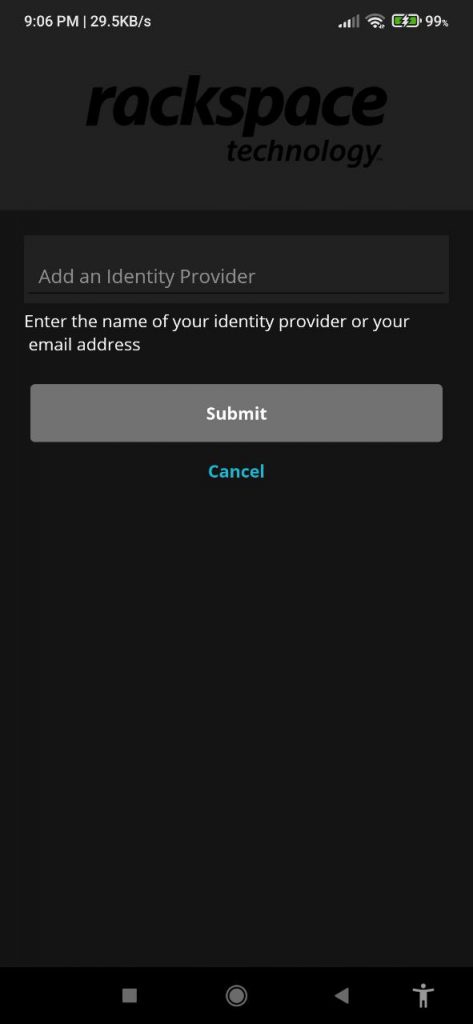 Rackspace Add an identity provider