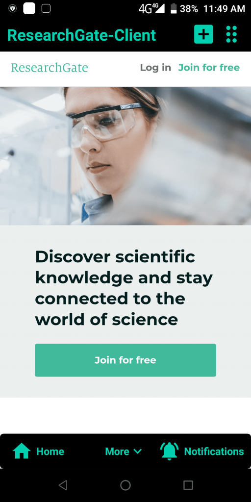 ResearchGate Homepage