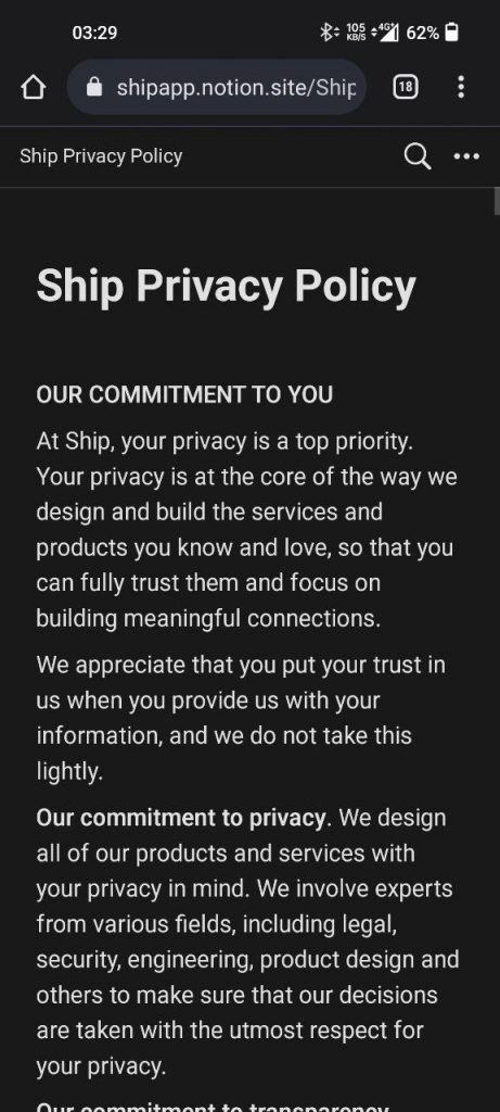 Ship Dating Privacy Policy