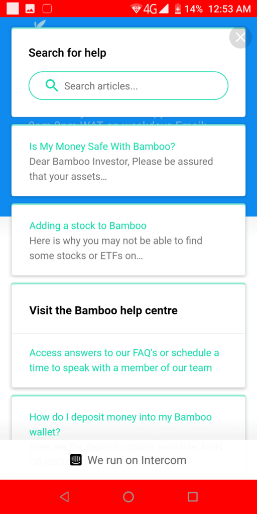 Bamboo Investment  Help