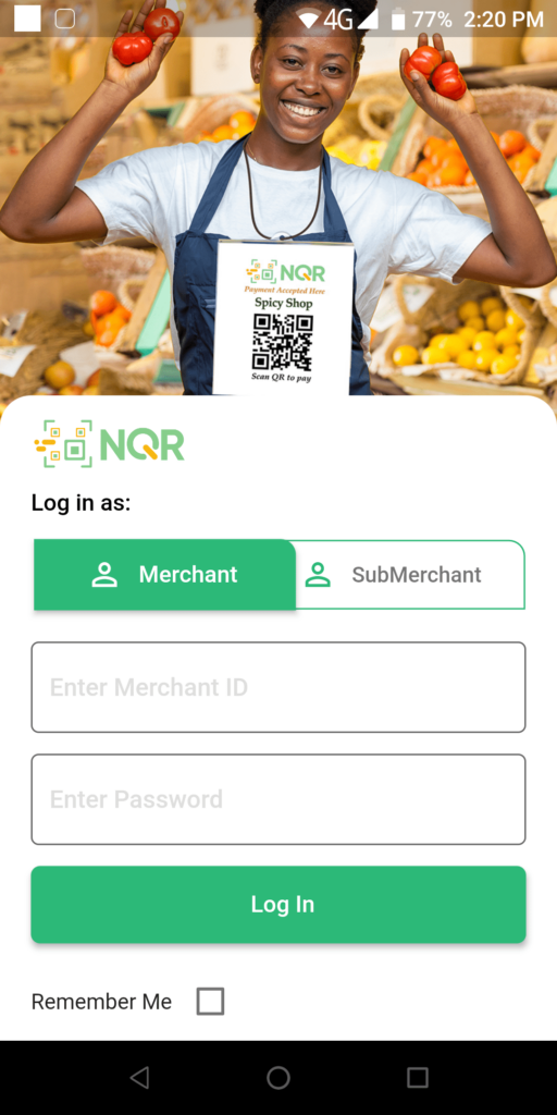 NQR Merchant Log in