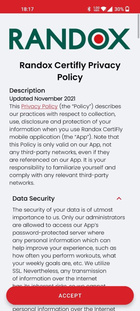 Randox CertiFly Privacy Policy