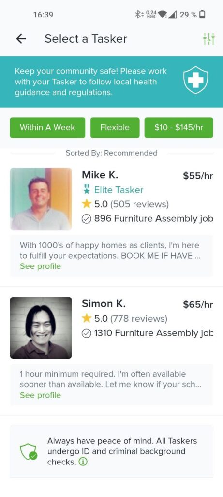 TaskRabbit Results