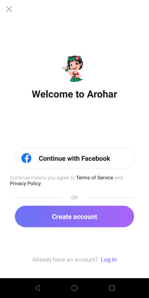 Arohar Create account
