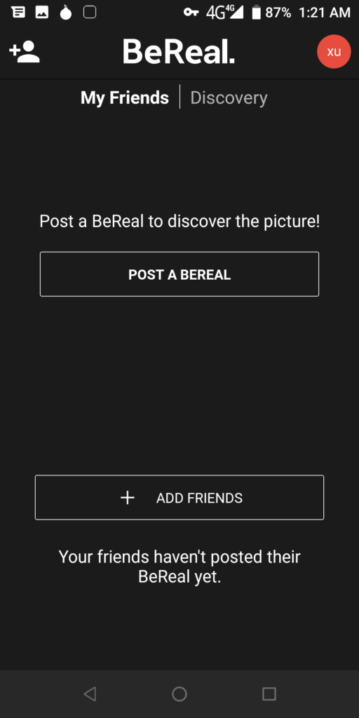 BeReal Main page
