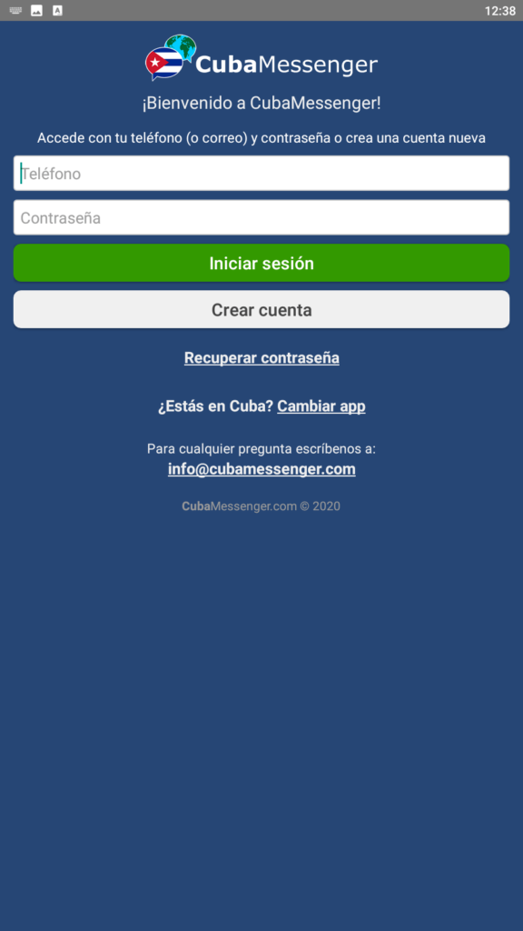 CubaMessenger Registro