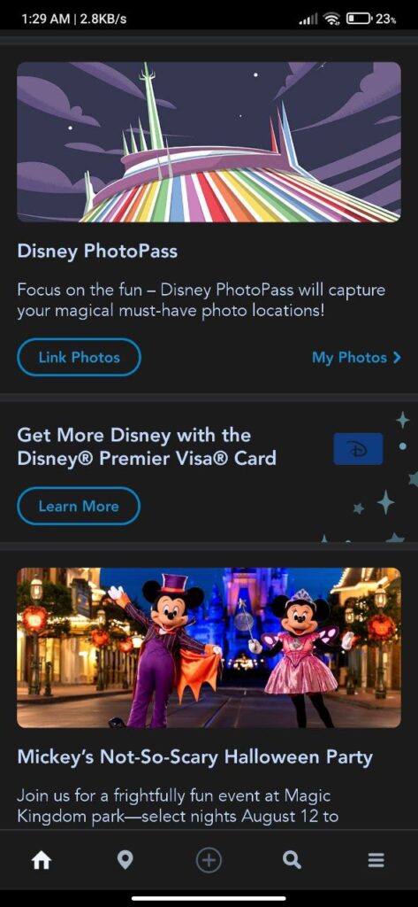 My Disney Experience Homepage