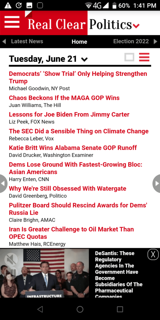 Real Clear Politics Homepage