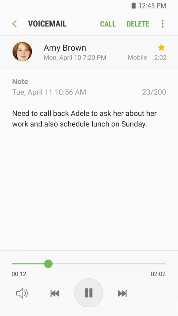 Samsung Visual Voicemail Mail