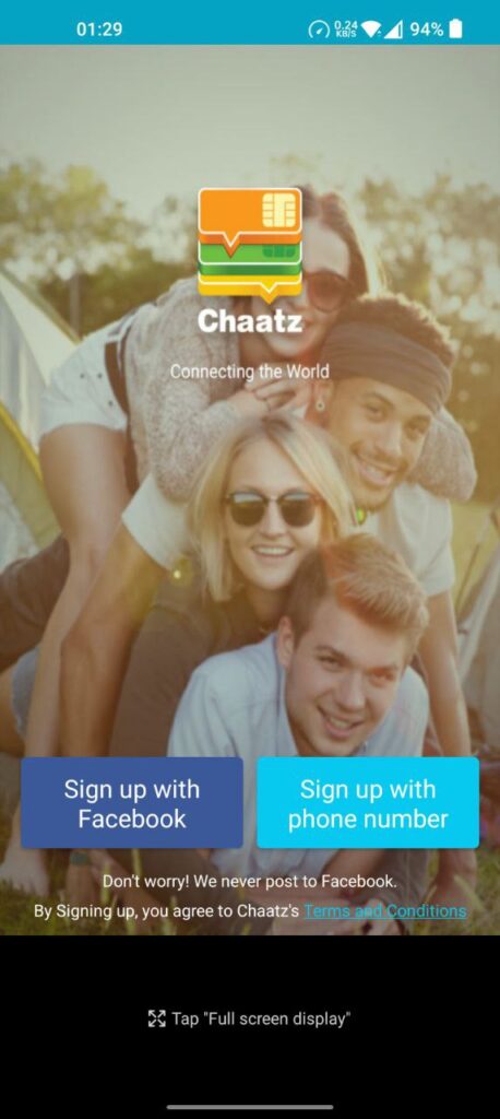 Chaatz Welcome page