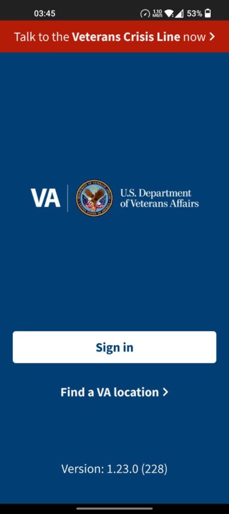 VA Welcome page