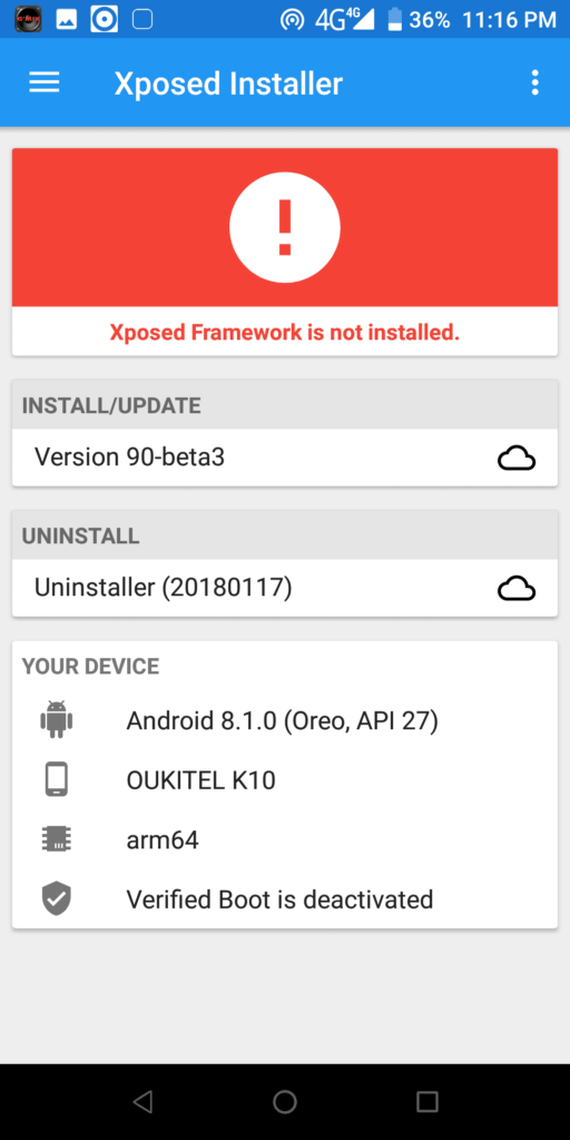 Xposed Installer Main page