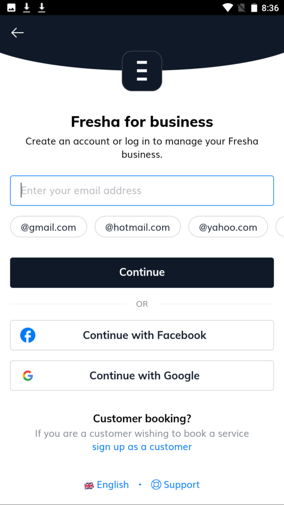 Fresha for business Registration
