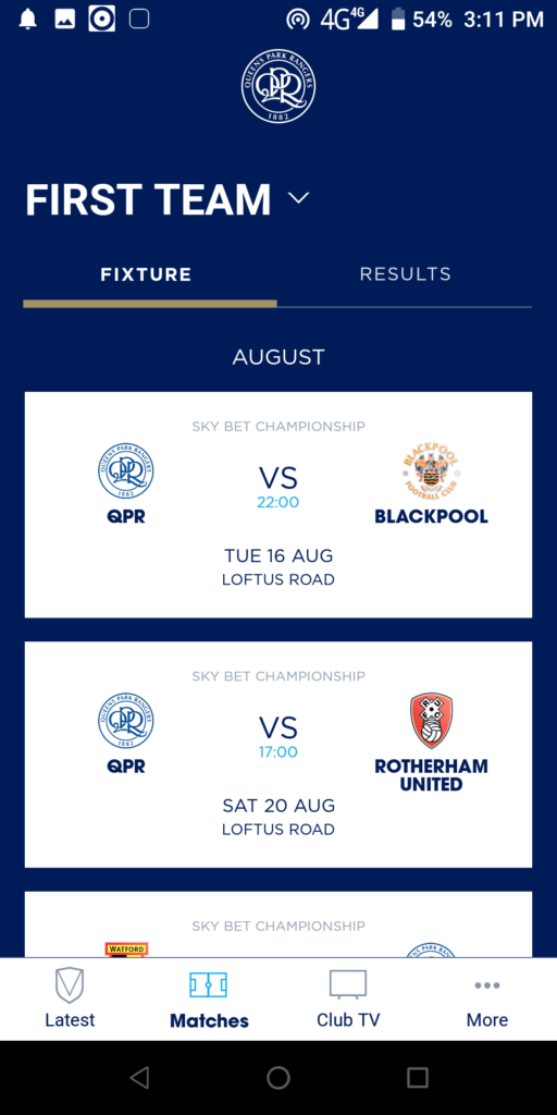 QPR FC  Matches