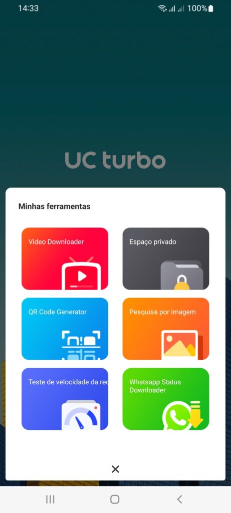 UC Browser Turbo Ferramentas