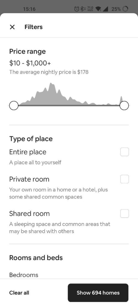 Airbnb Tìm kiếm