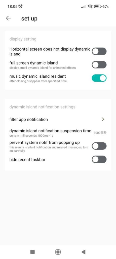 Dynamic Island Xiaomi Configuración