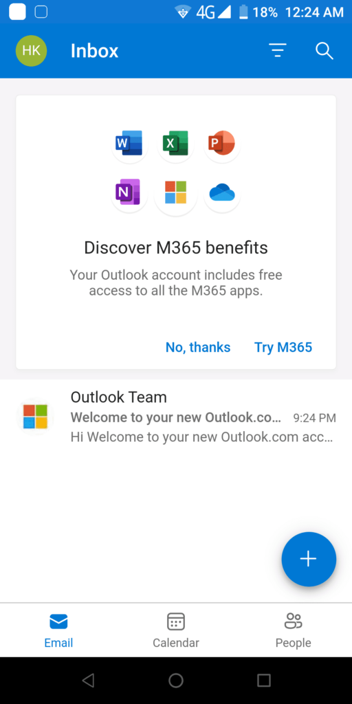 Outlook Lite Inbox