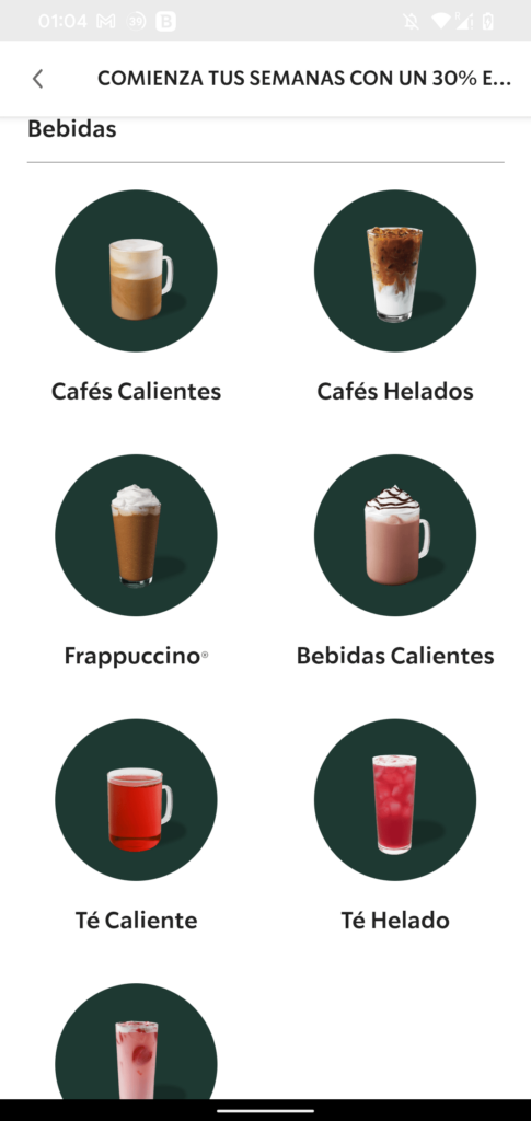Starbucks Chile Menú