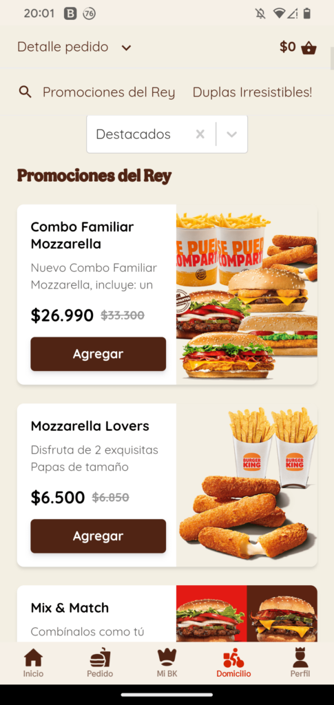 Burger King Chile Domicilio