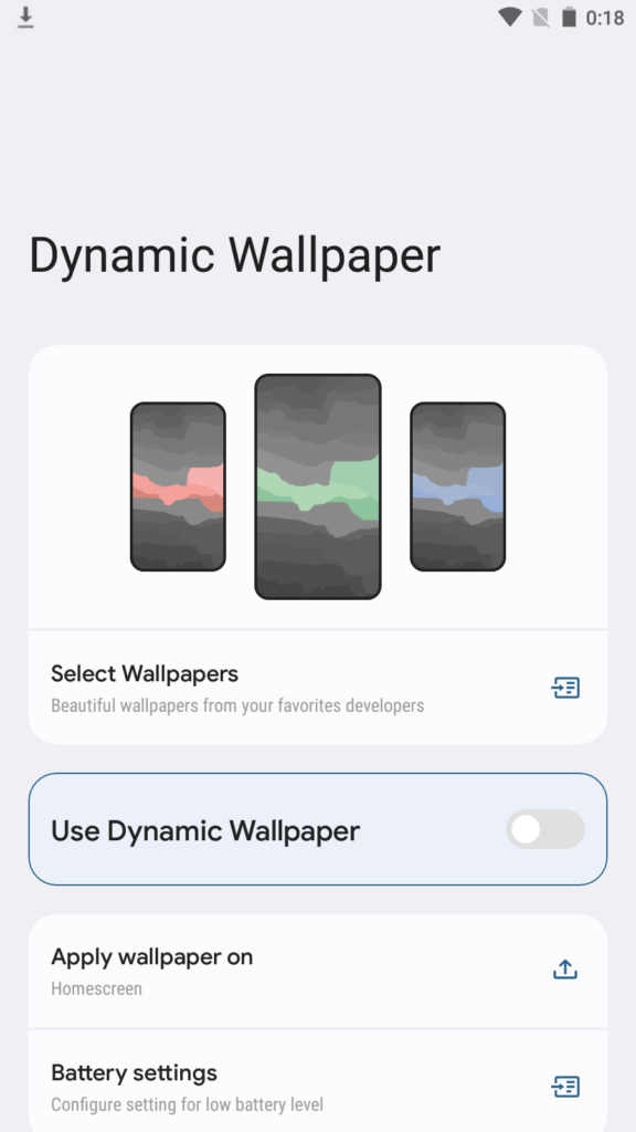 Dynamic Wallpaper Интерфейс