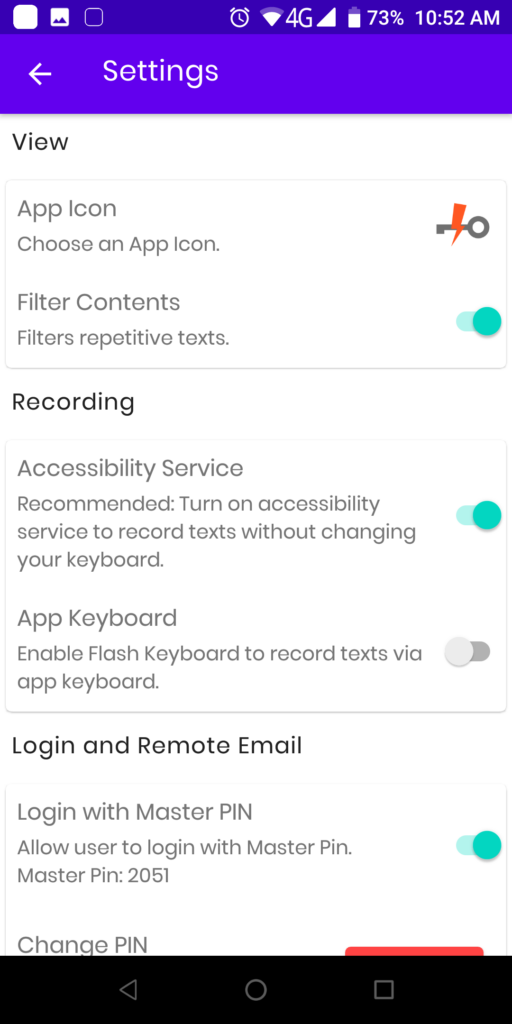Flash Keylogger Settings