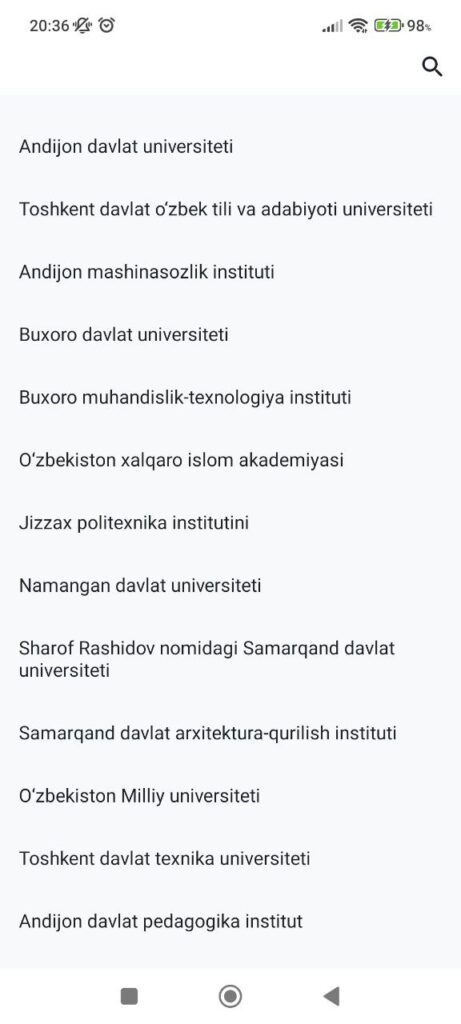 HEMIS Университеты
