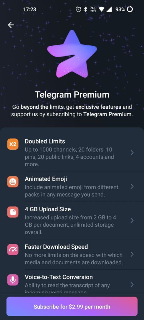 Telegram Premium Features