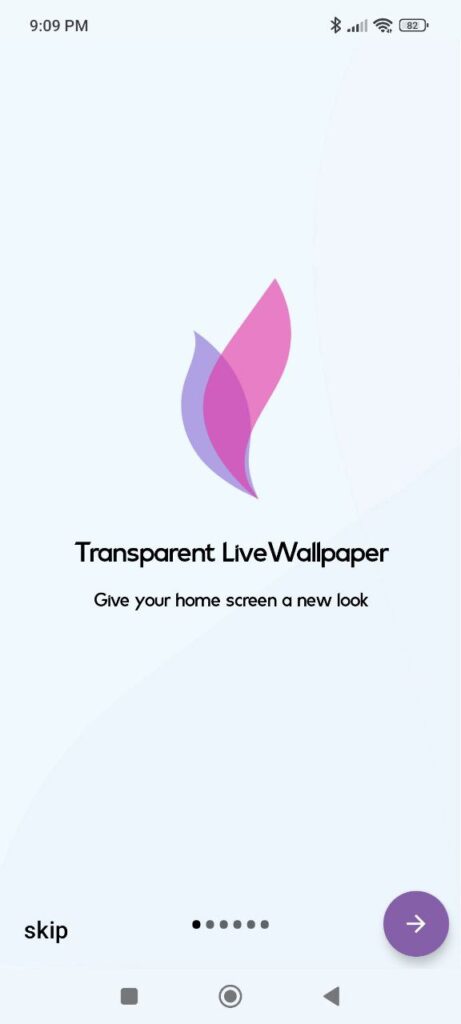 Transparent Live Wallpaper Welcome screen