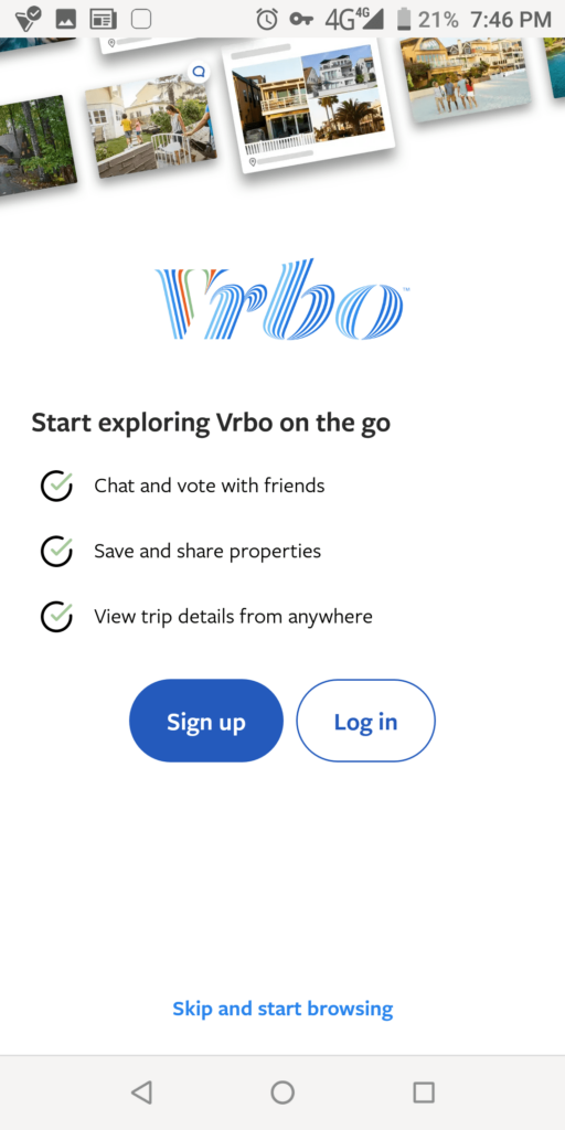 Vrbo Vacation Rentals Sign up
