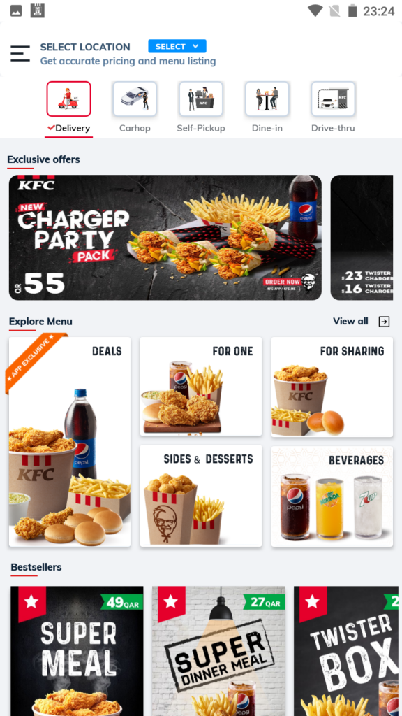 KFC Qatar Homepage