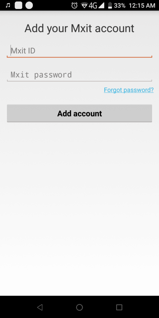 Mxit App Add account