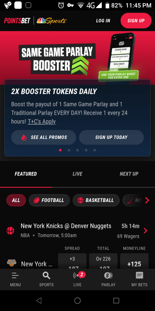 PointsBet Main page